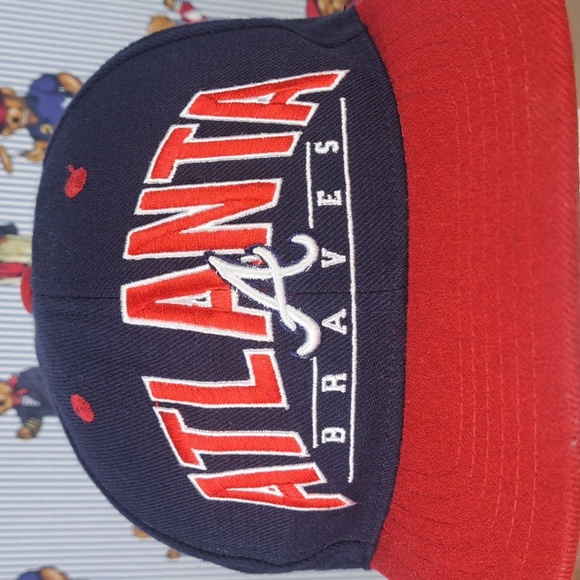 Atlanta Braves Cooperstown Collection block lettering blue & red snapback hat - Picture 5 of 9